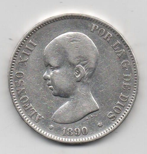 ALFONSO XIII DEL AÑO 1888 *88 DE 5 PESETAS